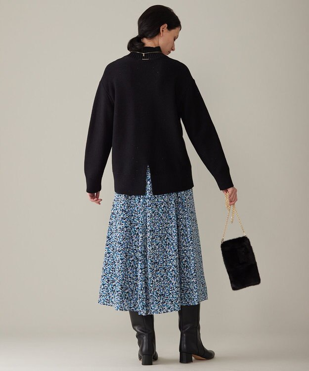 自由区 L 【洗える】フラワーペタルプリント スカート メンソール系