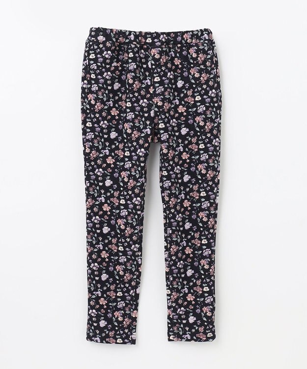 ANY KIDS 裏シャギー総柄ガーリーパンツ ネイビー×花柄