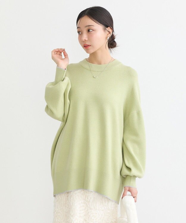 earth music&ecology やわらかタッチチュニック Lime Green