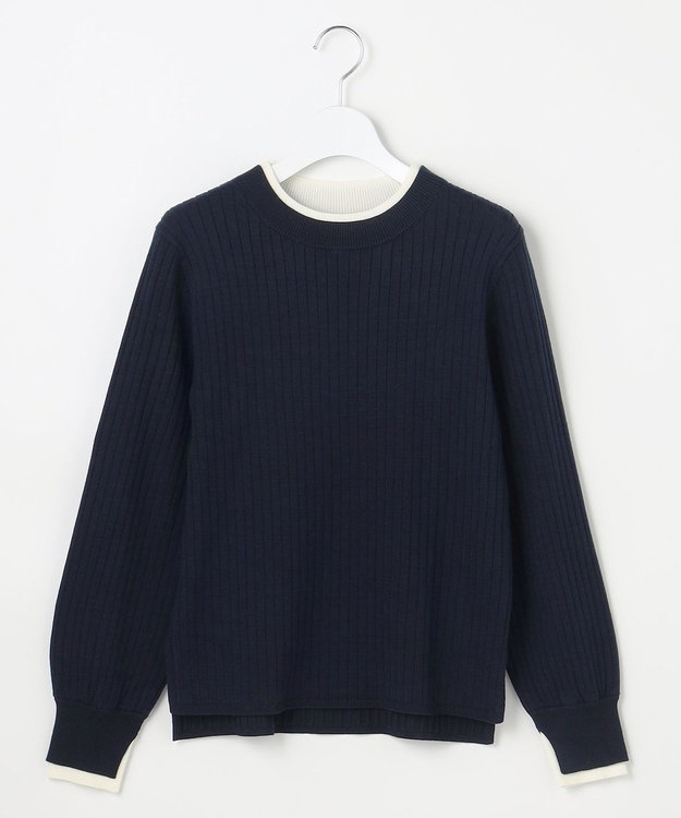 ANY SIS S 【WEB・一部店舗限定】ダブルカラー ニット ネイビー