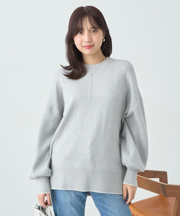 earth music&ecology やわらかタッチチュニック Gray Mixture