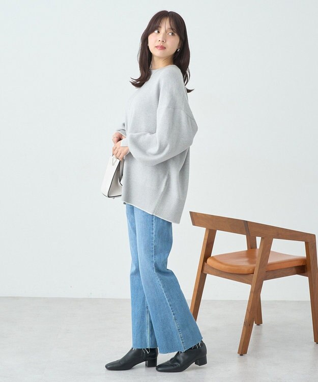 earth music&ecology やわらかタッチチュニック Gray Mixture