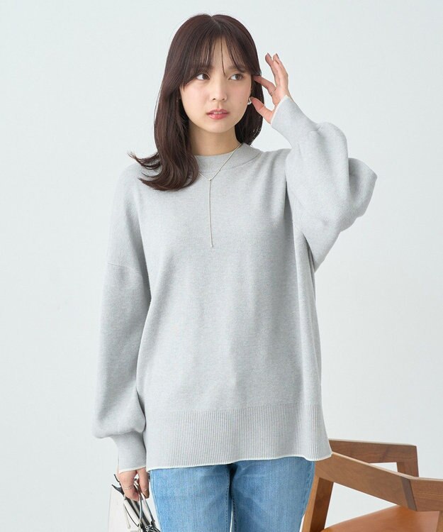 earth music&ecology やわらかタッチチュニック Gray Mixture