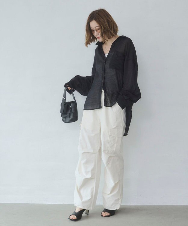 WEGO 【ウエストゴム】イージーパラシュートカーゴパンツ オフホワイト