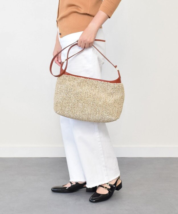 INTER-CHAUSSURES 【Christian Villa】異素材コンビショルダーバッグ ブラウンコンビ