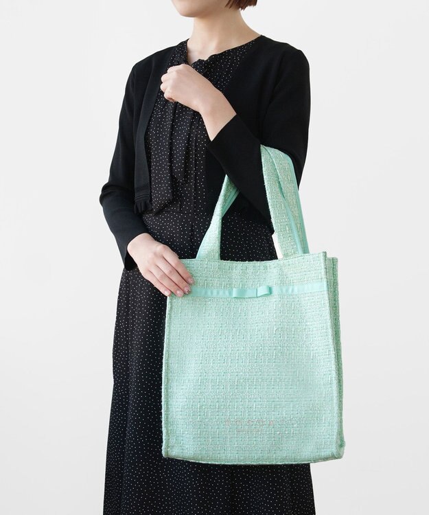 TOCCA 【キャンセル分販売！】【A4サイズ対応】COLOR OF GLORY CUSTOMIZED BAG カスタマイズ トートバッグ グリーンツイード×細リボン