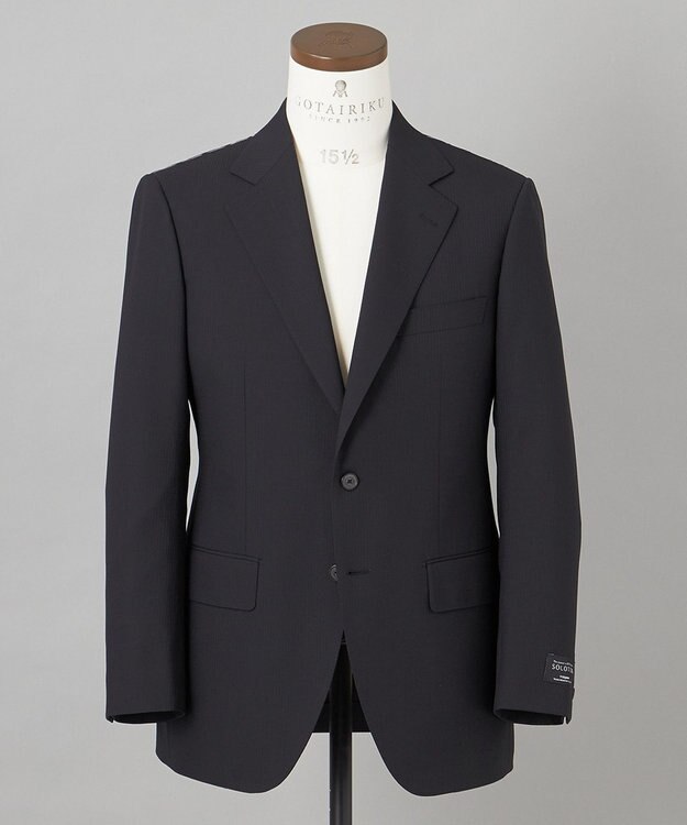 GOTAIRIKU オールシーズン対応【御幸毛織】WOOL×SOLOTEX ストレッチスーツ（ブラックストライプ） ブラック系1