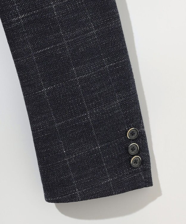 JOSEPH ABBOUD 【イタリア素材/軽量/ストレッチ】サマーツィードジャージーチェック プリント ジャケット ネイビー系4