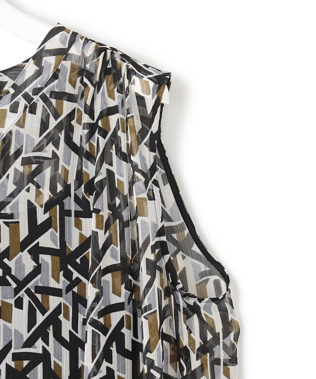 23区 L 【洗える】Ratti アブストラクトプリント ワンピース ブラックプリント