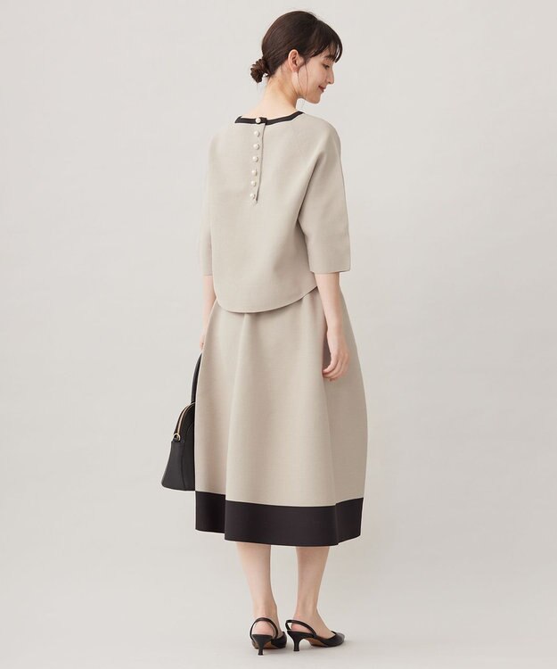 自由区 L 【洗える】ポリエステルホールガーメント スカート ベージュ×アッシュ