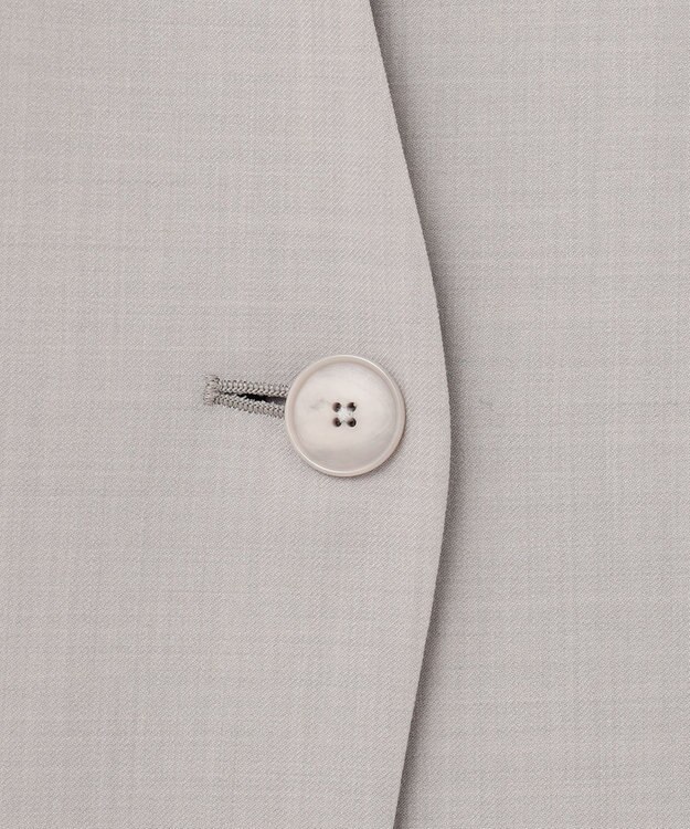 自由区 【セットアップ対応・洗える】ウールブレンドセットアップノーカラー ジャケット ライトグレー系