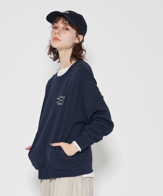 J.PRESS YORK STREET 【UNISEX】YALE刺繍クルーネックプルオーバー ネイビー系