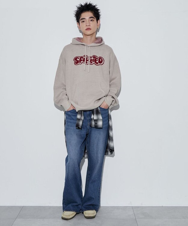 WEGO 【ユニセックス着用ITEM】ジャガードグラフィックパーカー ホワイト