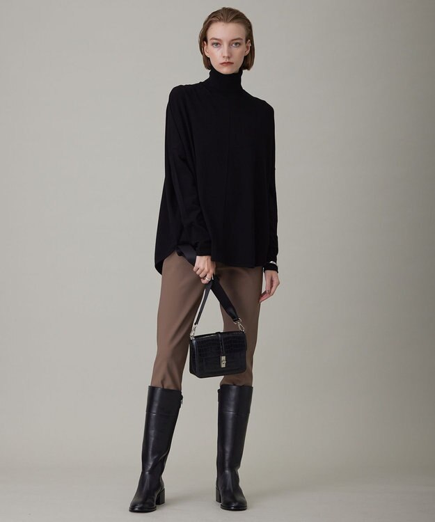 ICB 【洗える】ヴィスコースワイド ハイネックプルオーバー ブラック系