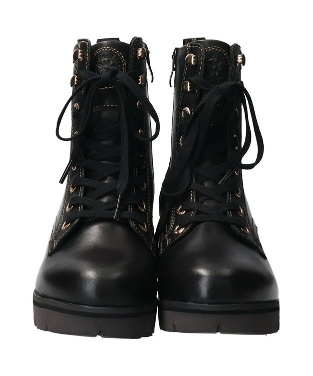 INTER-CHAUSSURES 【BUSSOLA】撥水レザーレースアップグリップソールブーツ ブラック