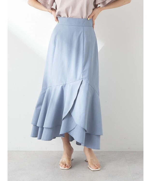 earth music&ecology チューリップヘムティアードスカート Sax