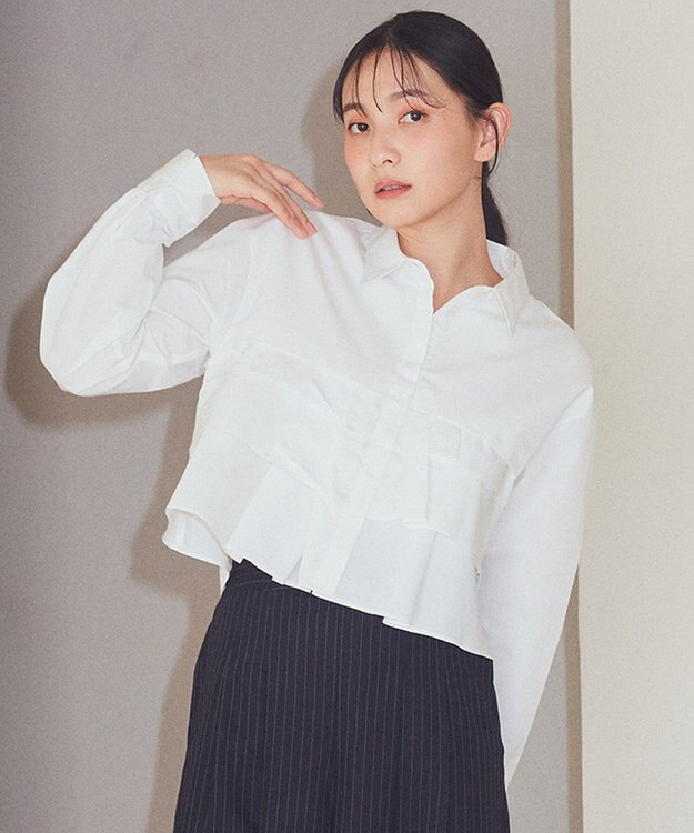 earth music&ecology ティアードショートシャツ Off White