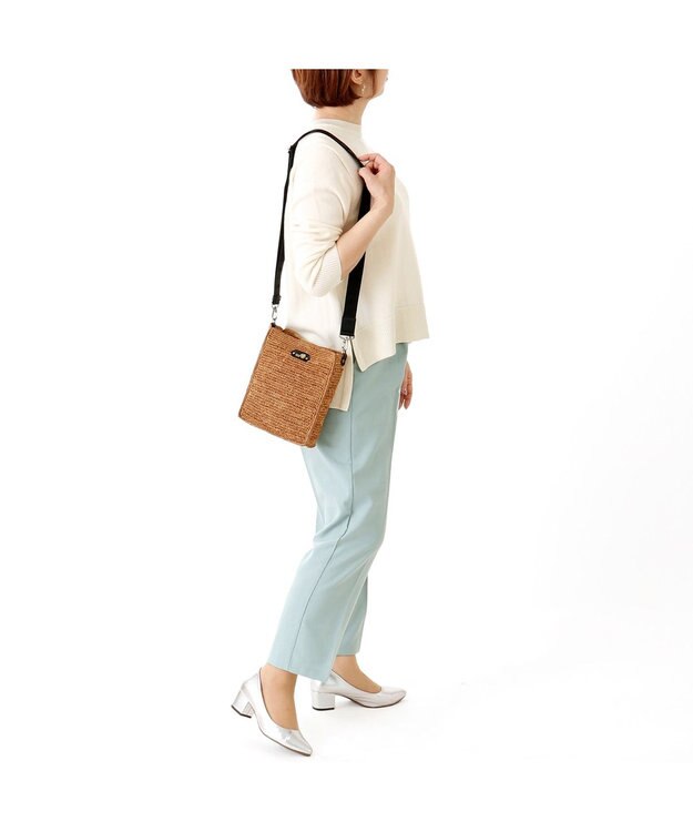 IBIZA ラフィア　ショルダーバッグ 濃茶