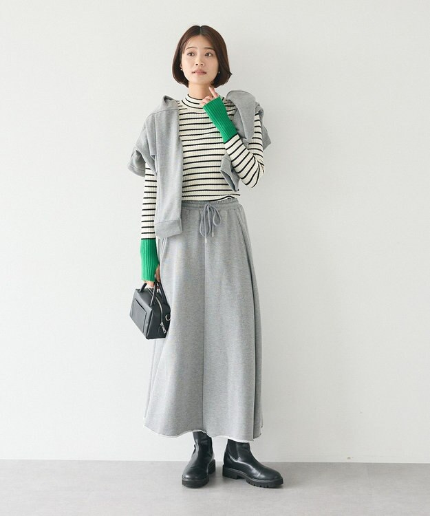 CRAFT STANDARD BOUTIQUE 洗える/とてもち配色モックネックリブニットプルオーバー/24AW Border