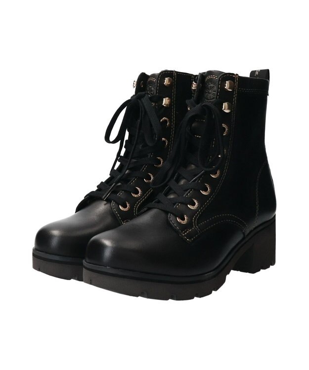 INTER-CHAUSSURES 【BUSSOLA】撥水レザーレースアップグリップソールブーツ ブラック