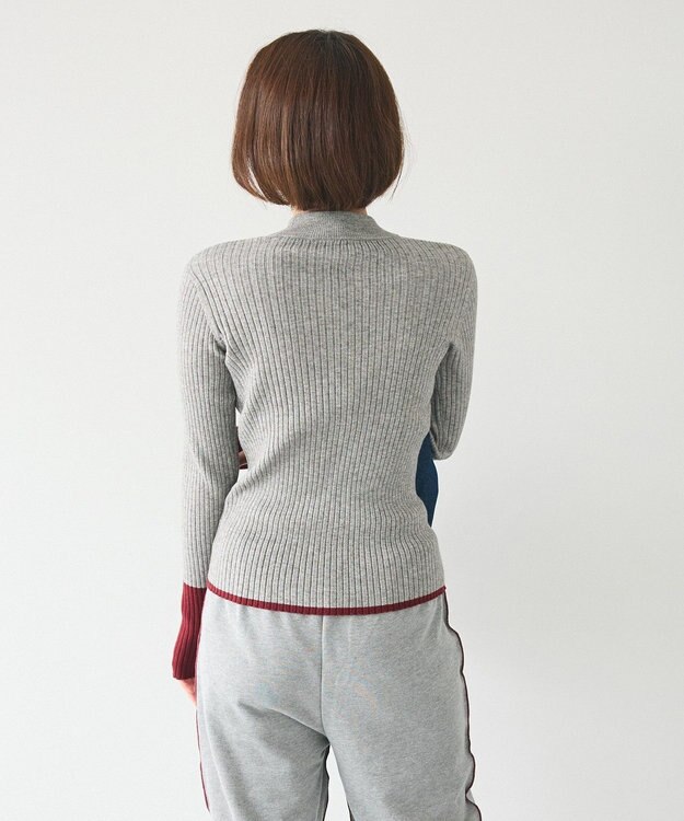 CRAFT STANDARD BOUTIQUE 洗える/とてもち配色モックネックリブニットプルオーバー/24AW Gray