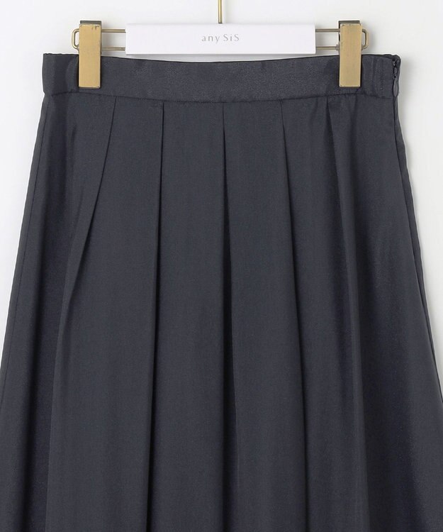 ANY SIS L 【洗える】シャイニータック スカート ネイビー