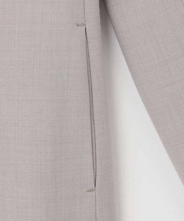 自由区 【セットアップ対応・洗える】ウールブレンドセットアップノーカラー ジャケット ライトグレー系