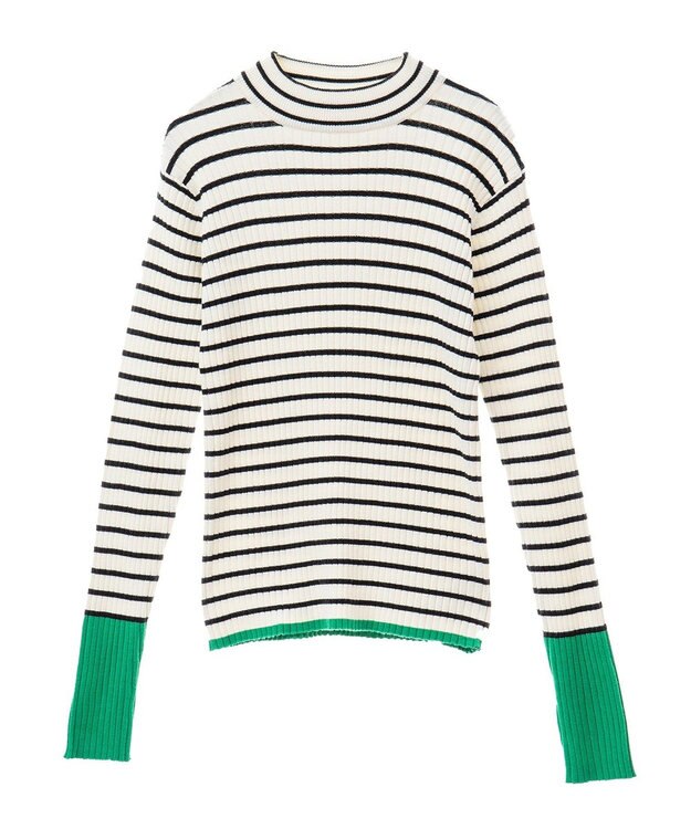 CRAFT STANDARD BOUTIQUE 洗える/とてもち配色モックネックリブニットプルオーバー/24AW Border