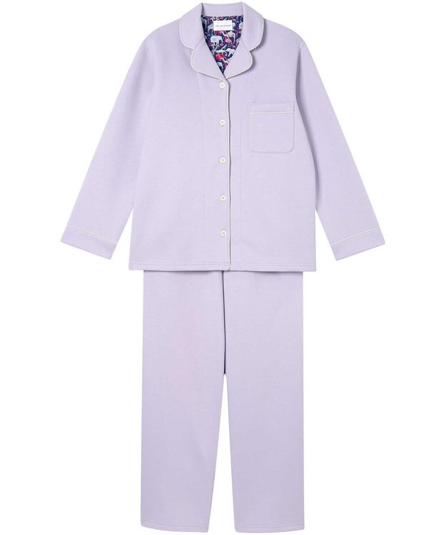 une nana cool 【綿混】ハイゲージダブルエアー 長袖開襟パジャマ MADE WITH LIBERTY FABRIC パープル