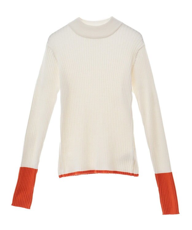 CRAFT STANDARD BOUTIQUE 洗える/とてもち配色モックネックリブニットプルオーバー/24AW Ivory