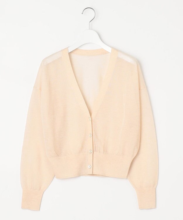 Feroux 【洗える】Vネックシアー カーデ ベージュ系