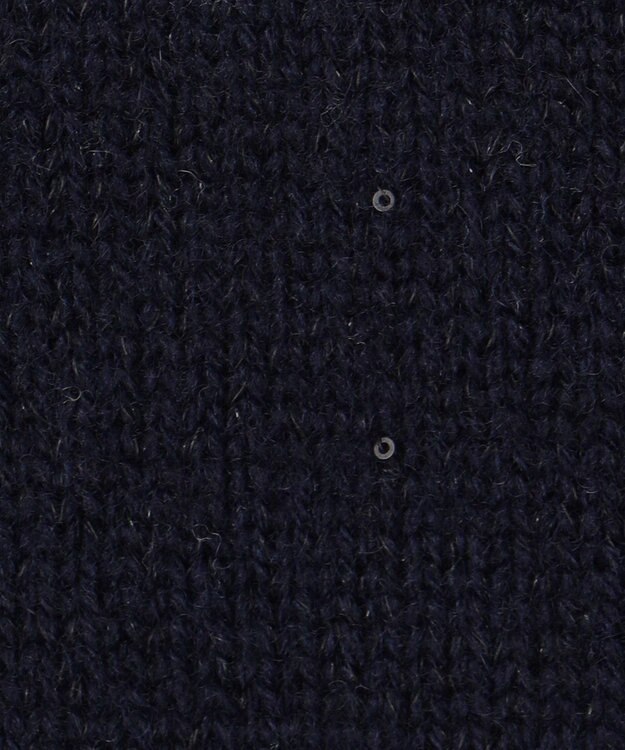 自由区 【洗える】ウールカシミヤブレンドラメスパンコールハイネック ニット ネイビー×ブラック