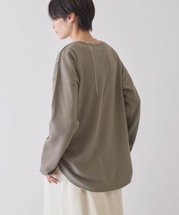 AMERICAN HOLIC 【WEB限定】ワッフル配色メロープルオーバー Khaki