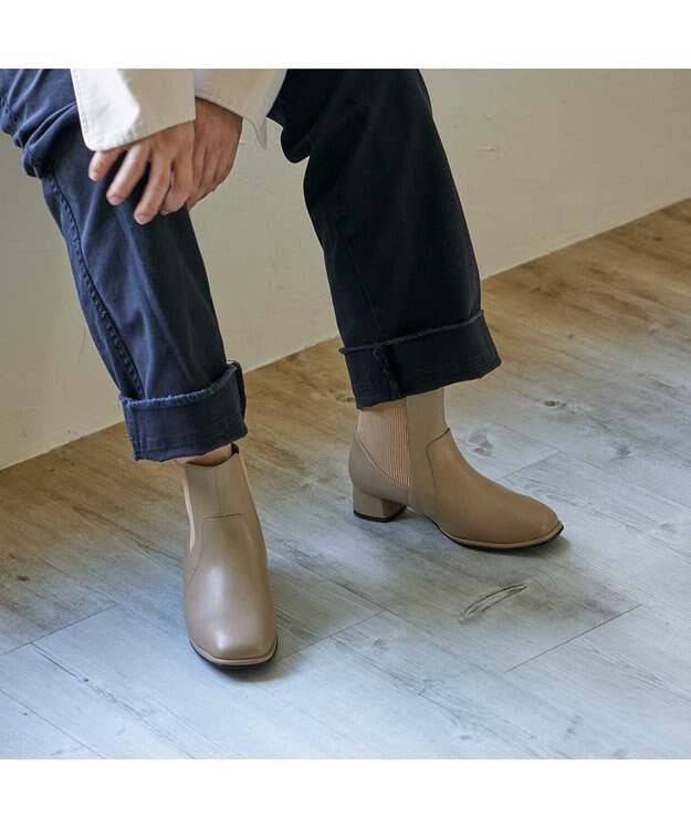 ing <ing>【WEB限定】【サスティナブルシリーズ】サイドゴアショートブーツ ライトオーク
