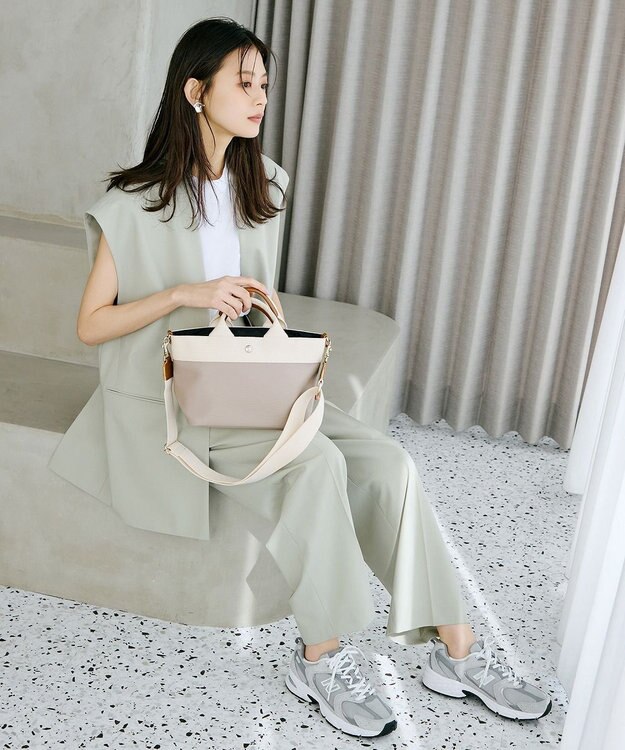 TOPKAPI 【Breath TOPKAPI】RIPPLE リプル ファスナー付 ショルダーバッグ S ペールベージュ