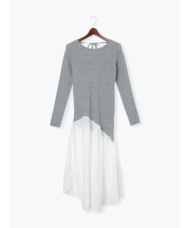 Te chichi 【宮本茉由着用】リブニットドッキングアシメワンピース グレー