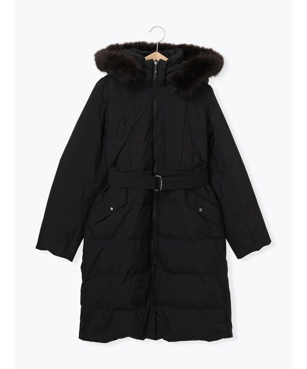 Te chichi 【宮本茉由着用】フードロングダウンコート ブラック