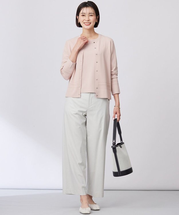 J.PRESS LADIES S 【洗える】RAYON ELITE STRETCH クルーネック カーディガン ピンク系