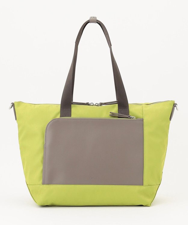 Y'SACCS ナイロン×リサイクルレザー　コンビマルチトート ライトグリーン