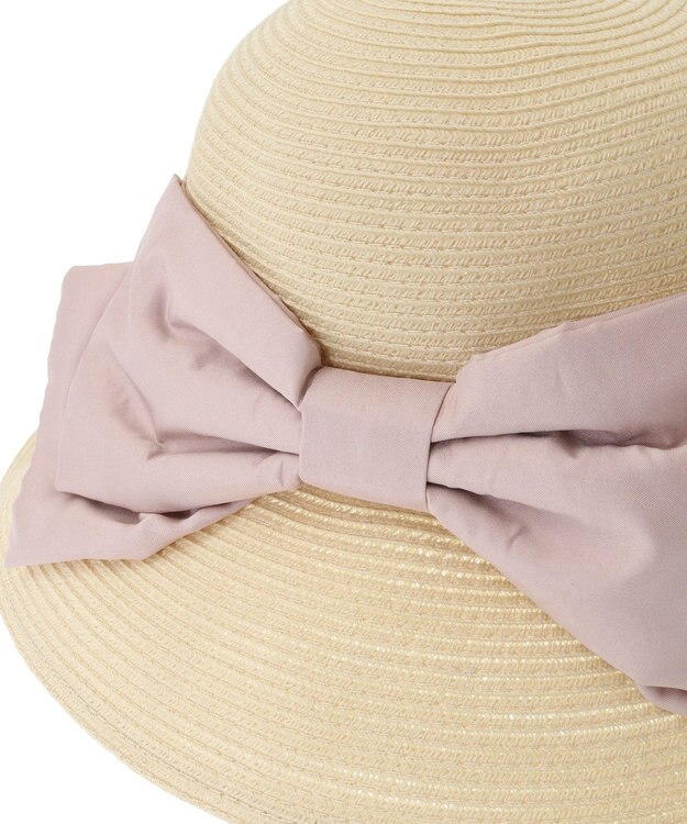 Maison de FLEUR サテンビッグリボンハット Pink Beige