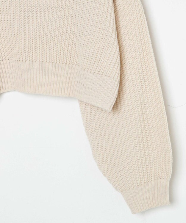 WEGO ハーフジップショートニットプルオーバー ホワイトアイボリー