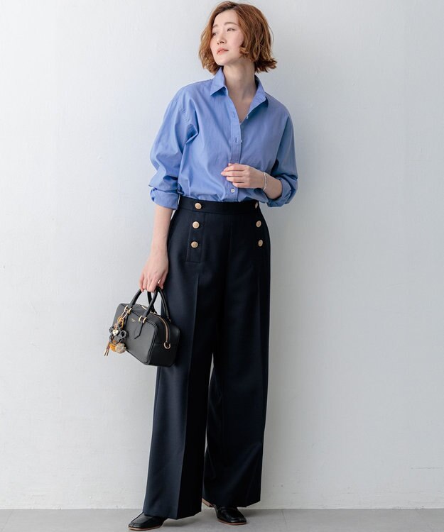 23区 L 【一部先行予約/VERY掲載】CANCLINI シャーティング ベーシックシャツ ブルー系