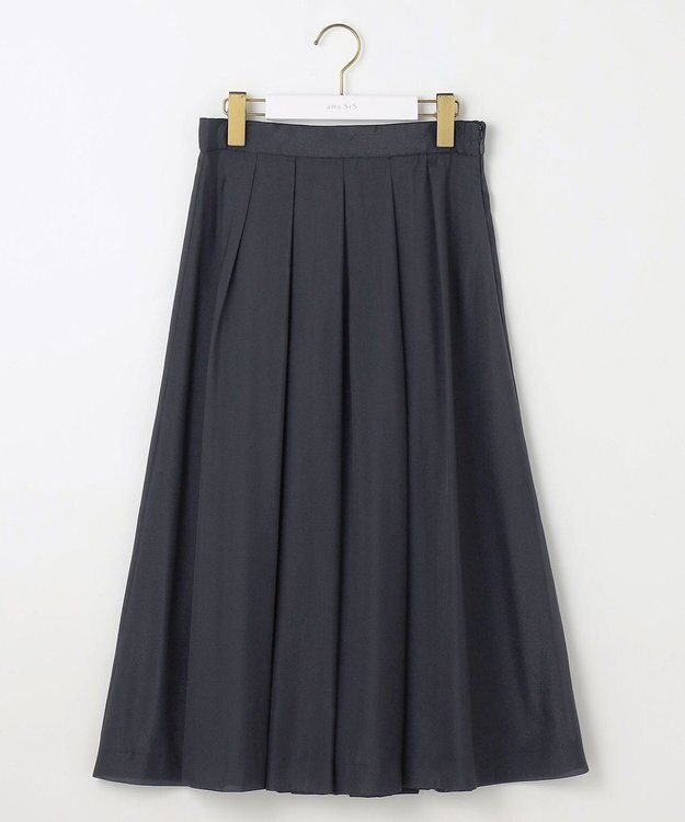 ANY SIS L 【洗える】シャイニータック スカート ネイビー