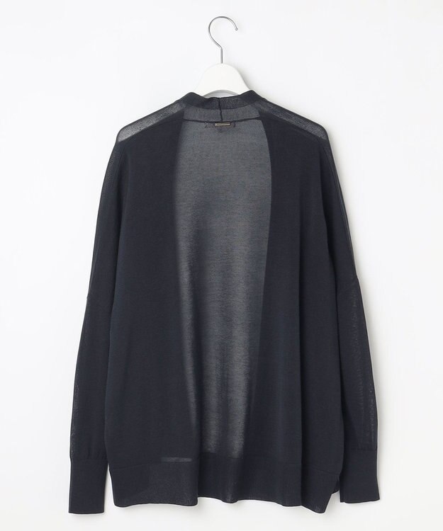 自由区 L 【アンサンブル対応・洗える】ドライシアーファインゲージ カーディガン ネイビー