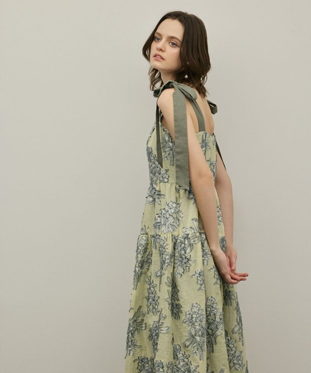 GRACE CONTINENTAL シアージャガードティアードワンピース イエロー