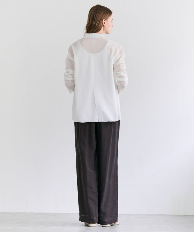 BEIGE， PYRRHOT / シアーコンビ ニットジャケット Ecru