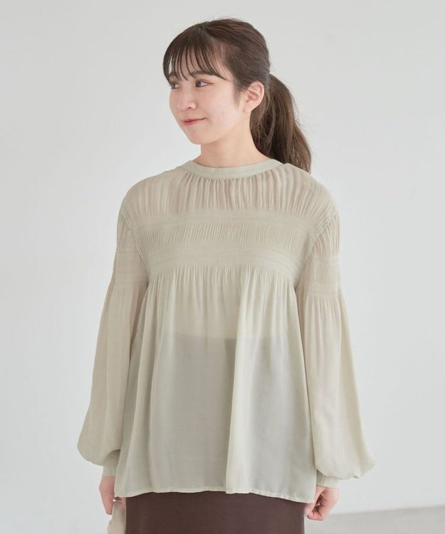 Green Parks マジョリカプリーツブラウス Green