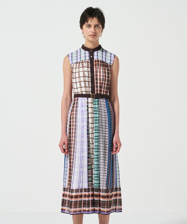 GRACE CONTINENTAL マルチチェックワンピース ブラウン