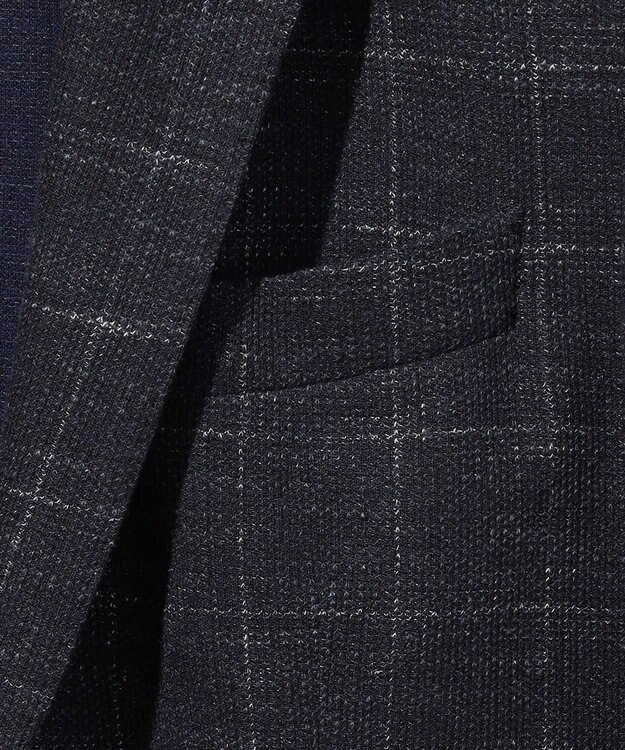 JOSEPH ABBOUD 【イタリア素材/軽量/ストレッチ】サマーツィードジャージーチェック プリント ジャケット ネイビー系4