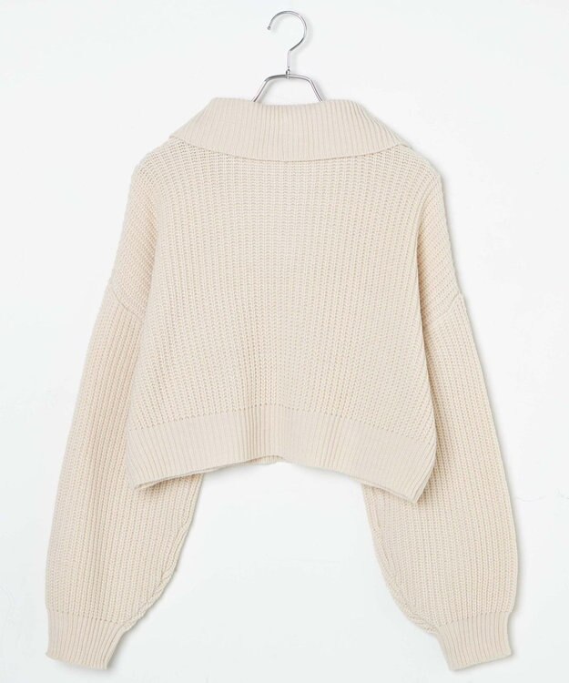 WEGO ハーフジップショートニットプルオーバー ホワイトアイボリー